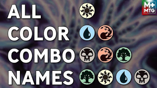 The Gathering mana symbols indicating a guide or reference for the names of different color combinations in the game